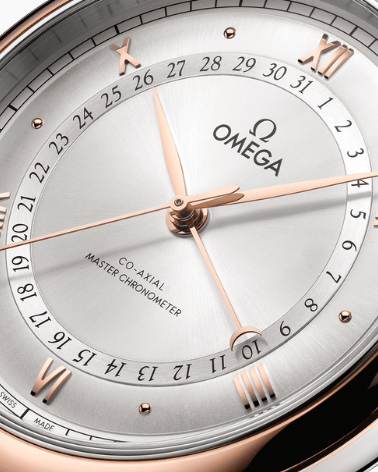 Omega De Ville Collection Elegant Watch, 42mm, Stainless Steel & Sedna™ 18K Gold Case with Crocodile Leather Strap, Replica Watch