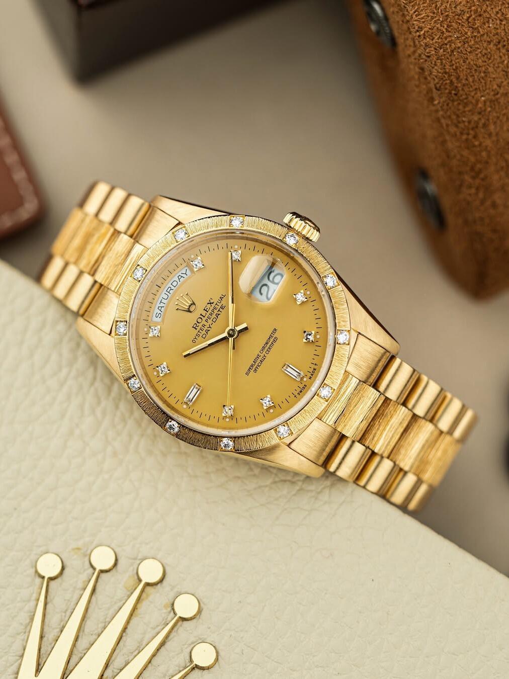 Rolex Day-Date Diamond-encrusted yellow banana