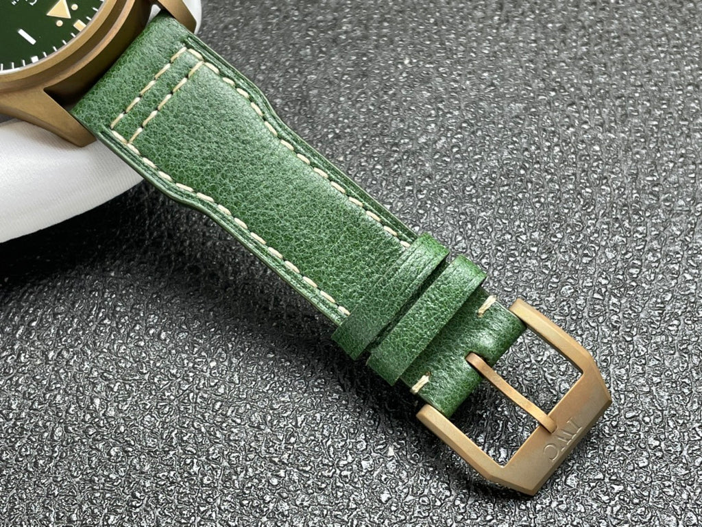 IWC Pilot Automatic Black Dial Green Strap Watch - strap