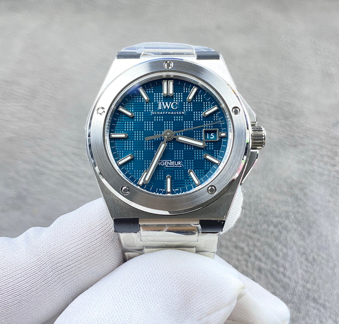 IWC Ingenieur Blue Dial Bracelet Watch - front