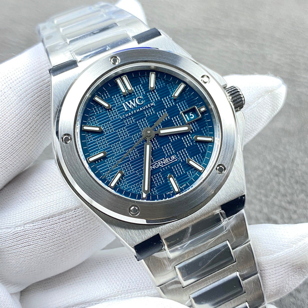 IWC Ingenieur Blue Dial Bracelet Watch - front close