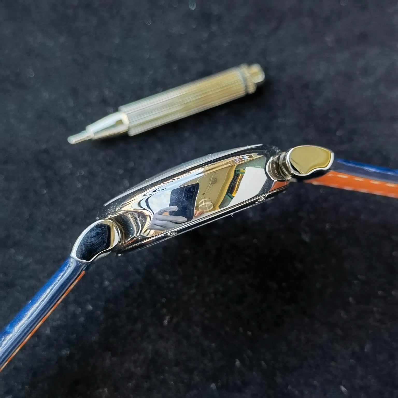 IWC Da Vinci Moon Phase White Dial Blue Strap Watch - side