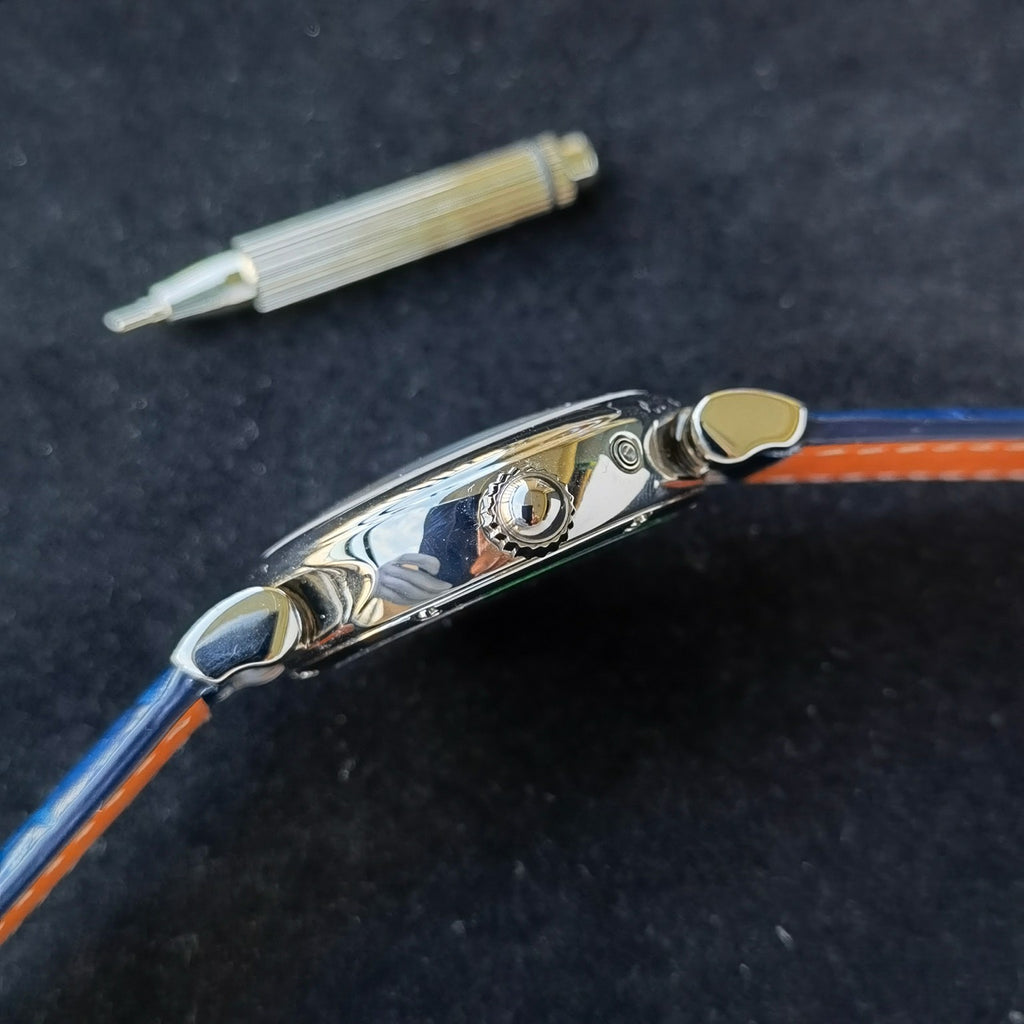 IWC Da Vinci Moon Phase White Dial Blue Strap Watch - side