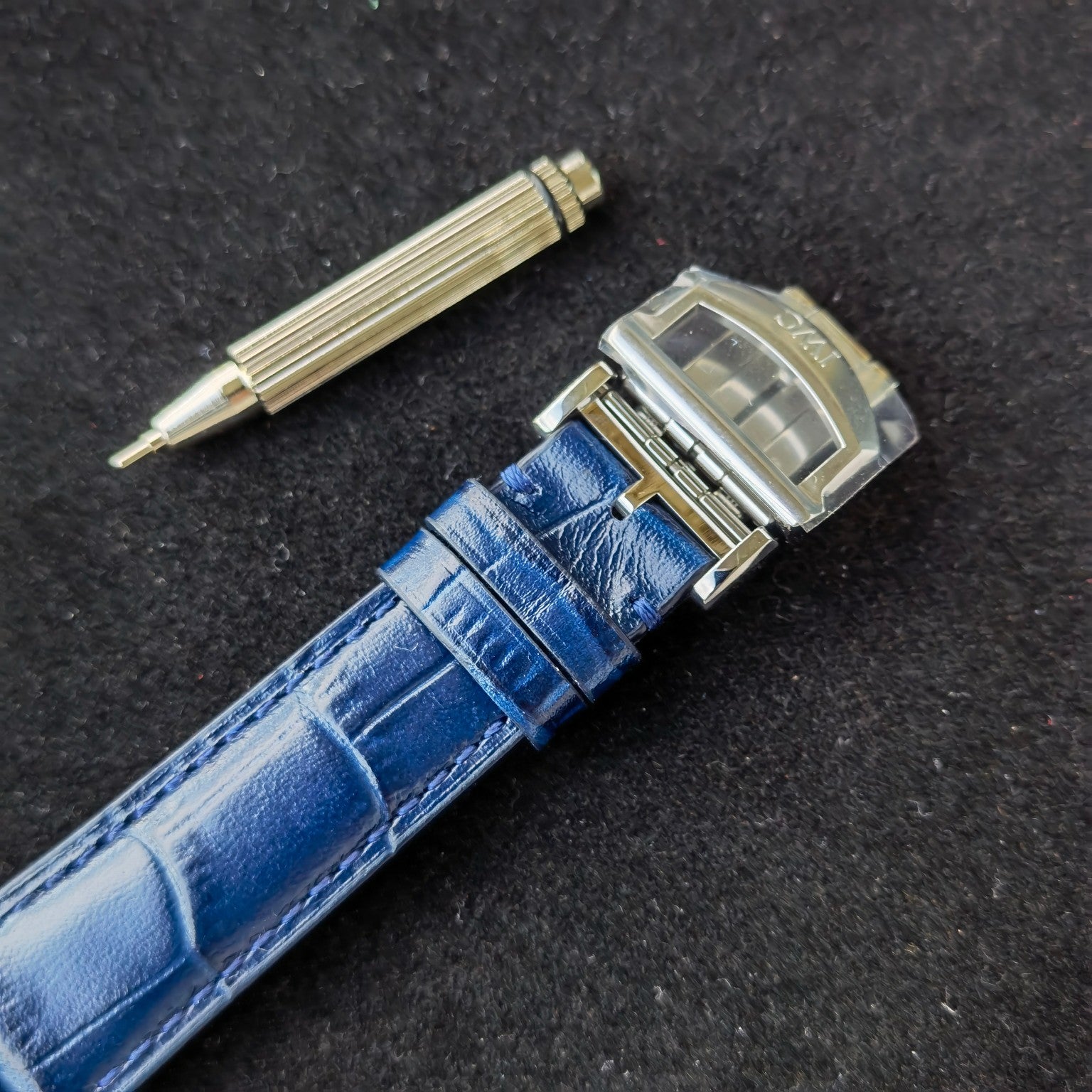 IWC Da Vinci Moon Phase White Dial Blue Strap Watch - strap