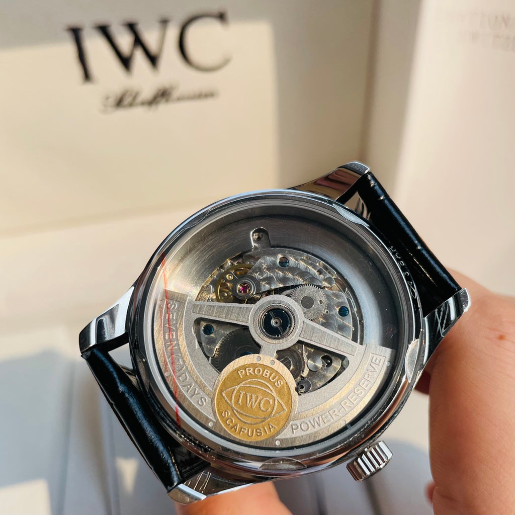 IWC Portugieser White Dial Black Strap Watch - back