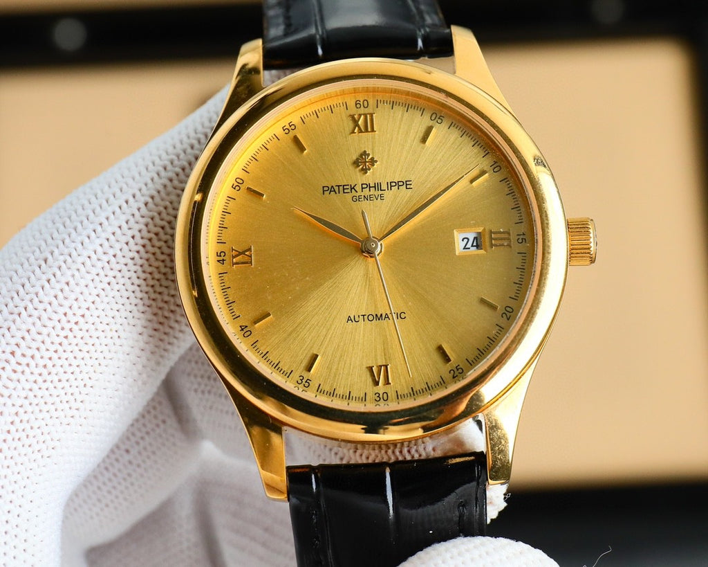 Patek Philippe Calatrava Watch 010 Gold Dial Black Leather - product view 1