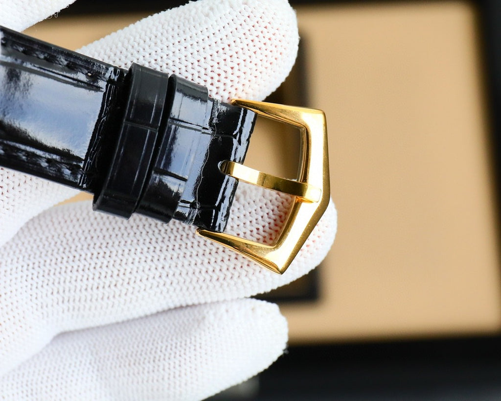 Patek Philippe Calatrava Watch 010 Gold Dial Black Leather - product view 3