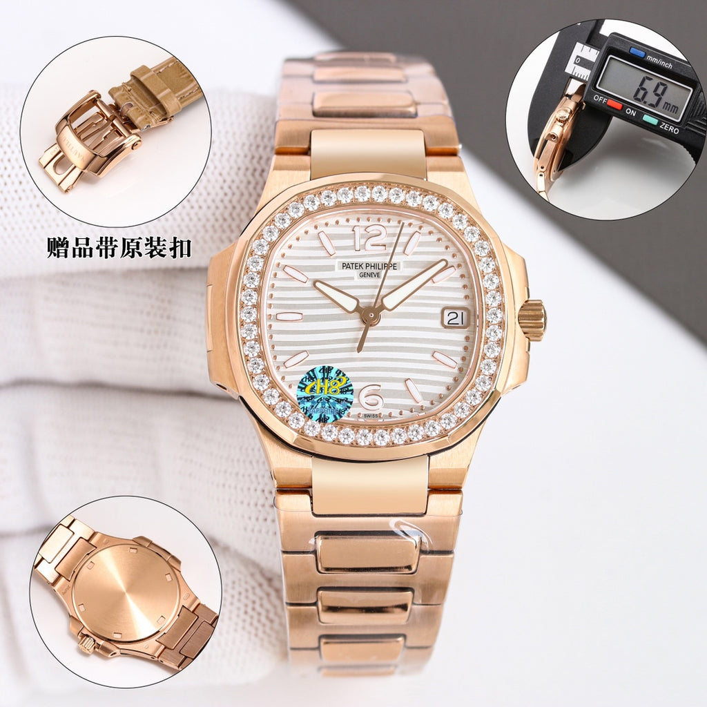 Patek Philippe Nautilus Watch 007 Rose Gold Gold Diamond - product view 3