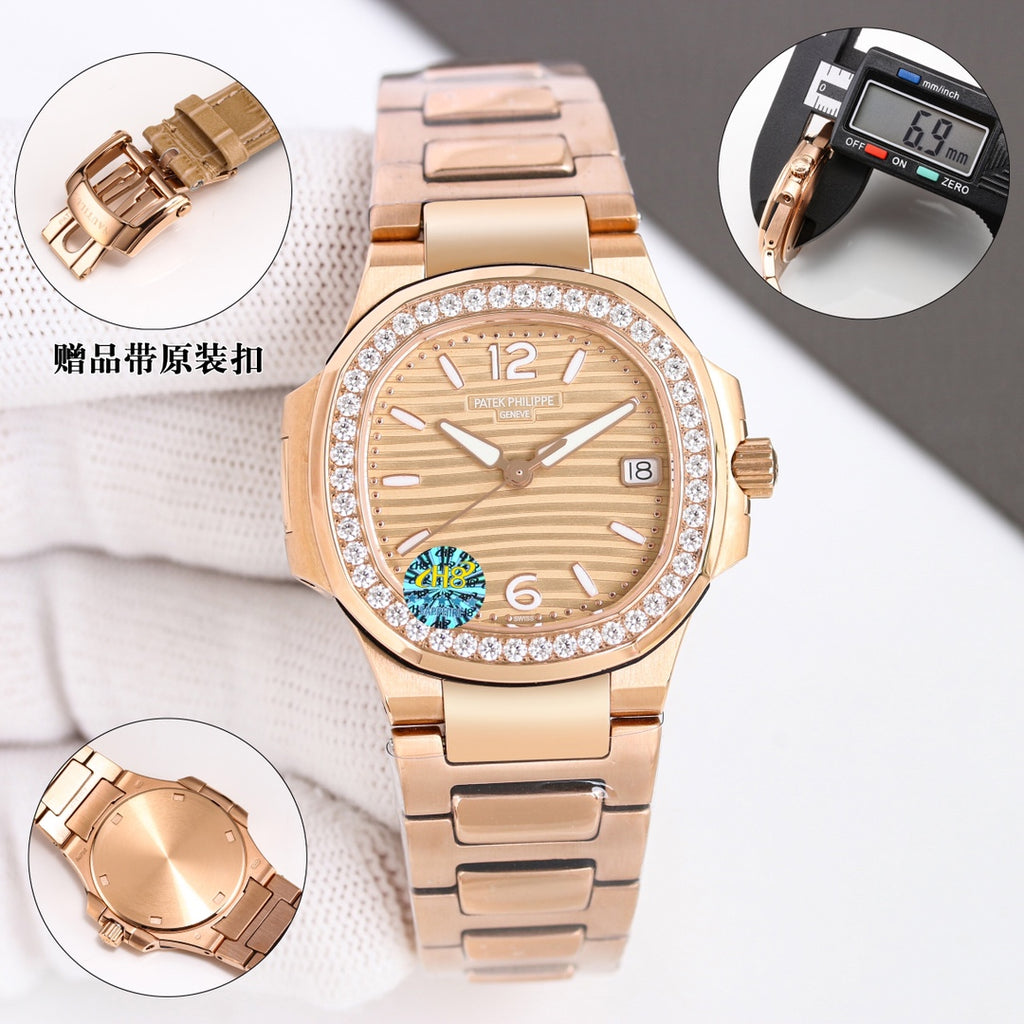 Patek Philippe Nautilus Watch 007 Rose Gold Gold Diamond - product view 6