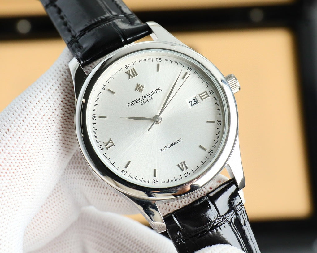 Patek Philippe Calatrava Watch 011 Silver Dial Black Leather - product view 1