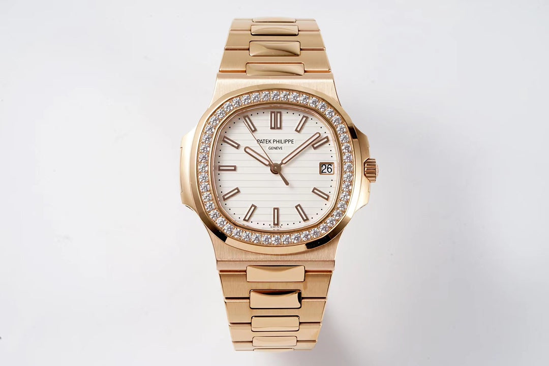 Patek Philippe Nautilus Watch 003 Rose Gold Diamond Bezel - product view 1