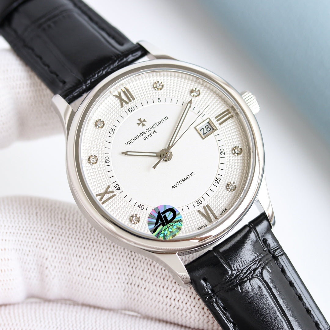 Vacheron Constantin Traditionnelle Watch 007 Steel White Dial Black Leather - product view 1