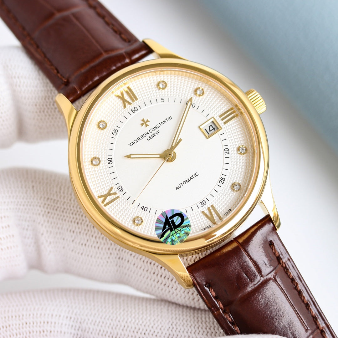 Vacheron Constantin Traditionnelle Watch 006 Gold White Dial Brown Leather - product view 1