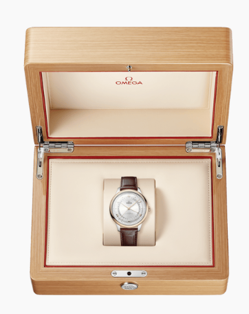 Omega De Ville Collection Elegant Watch, 42mm, Stainless Steel & Sedna™ 18K Gold Case with Crocodile Leather Strap, Replica Watch